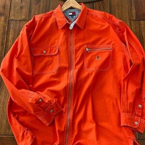 Vintage 90’s Tommy Hilfiger Shacket Men’s Large Orange Jacket shirt windbreaker